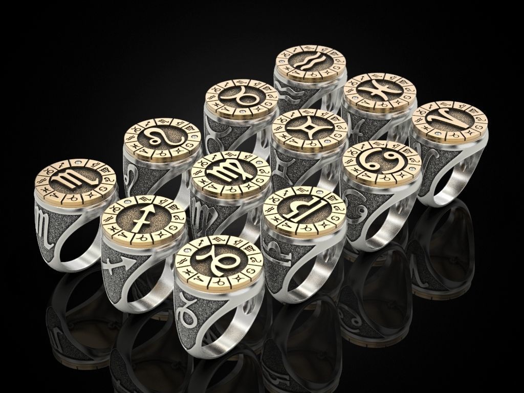 12 Zodiac Ring 3D print model_3