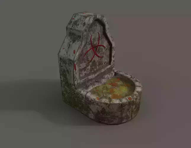 Monument stone statue with moss Low-poly 3D model