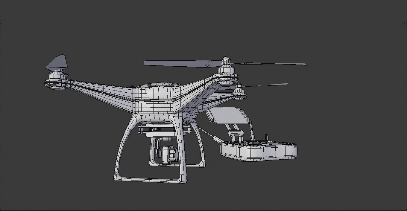 Drone with remote control Low-poly 3D model_9