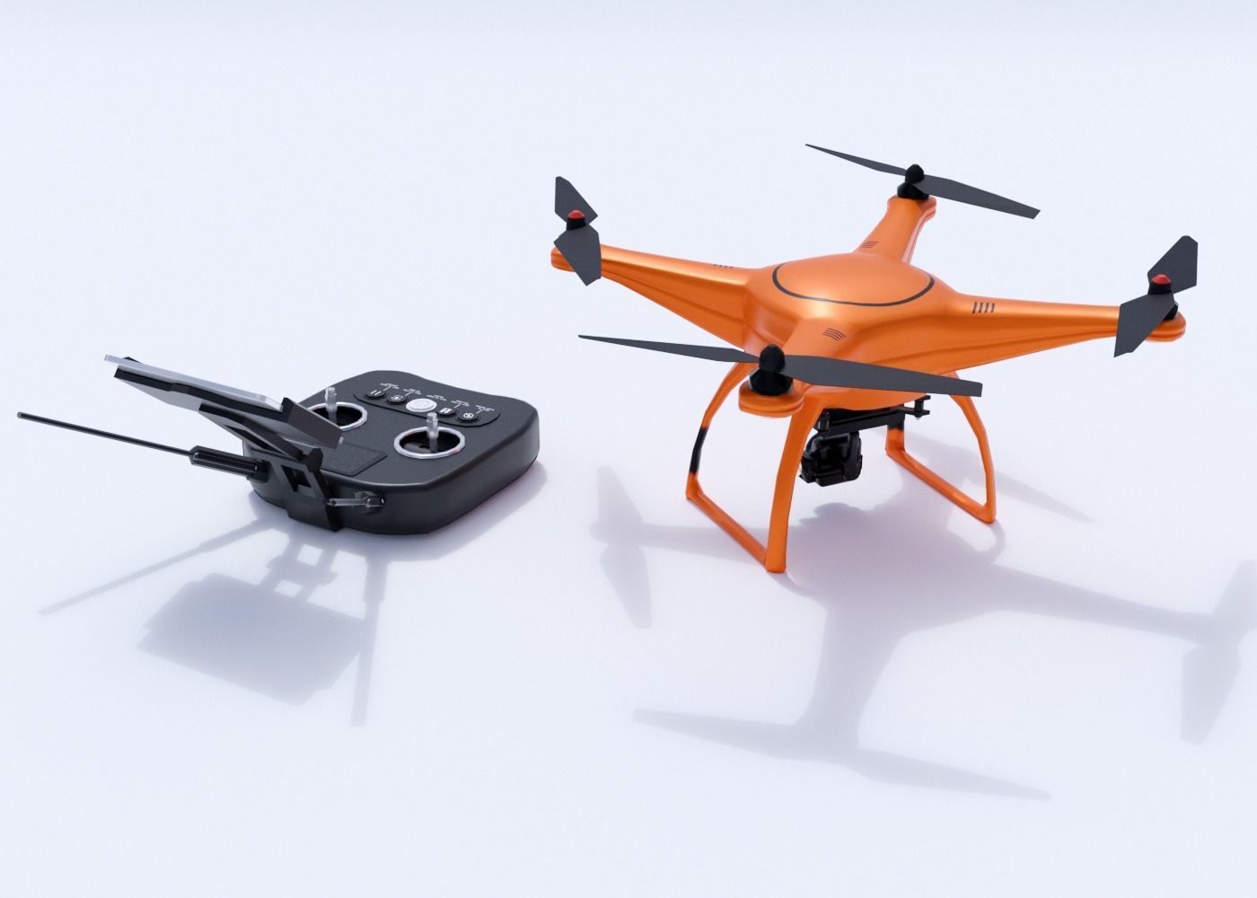 Drone with remote control Low-poly 3D model_3