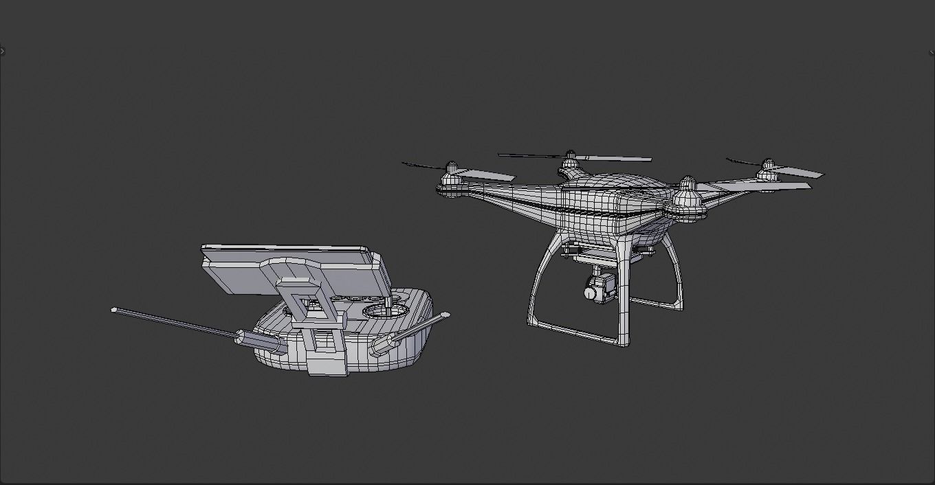 Drone with remote control Low-poly 3D model_10