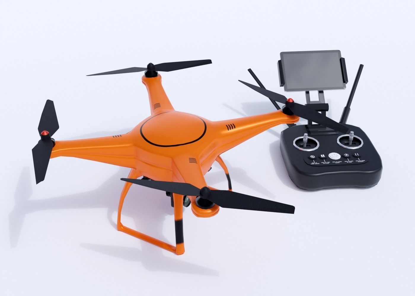 Drone with remote control Low-poly 3D model_2