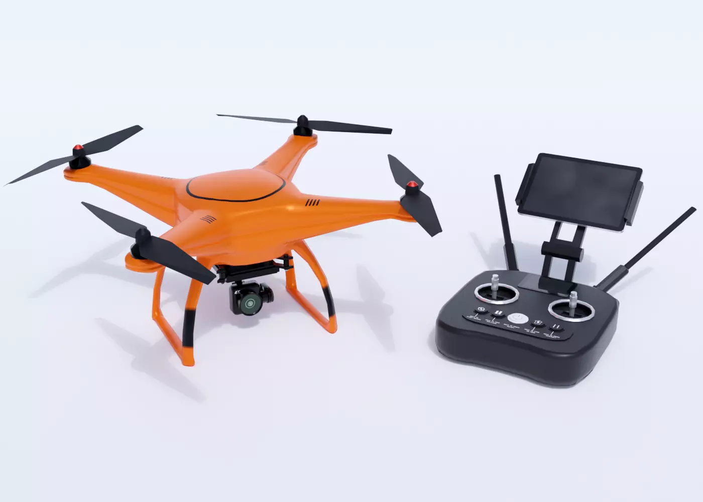 Drone with remote control Low-poly 3D model_0