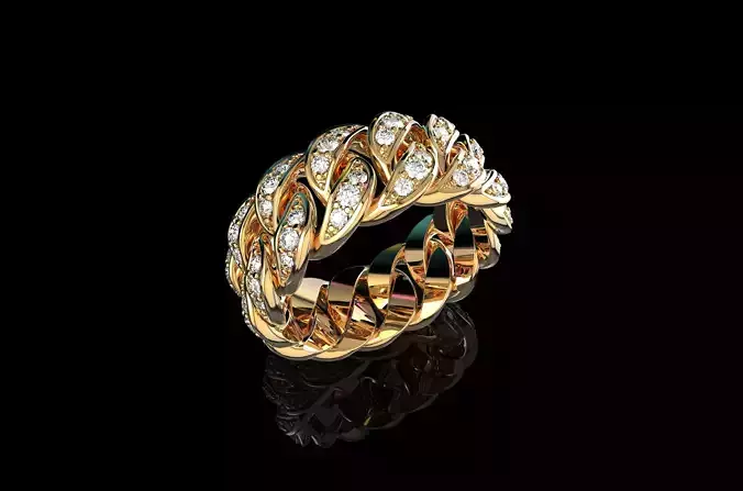 Diamond Cuban Ring N6 3D print model