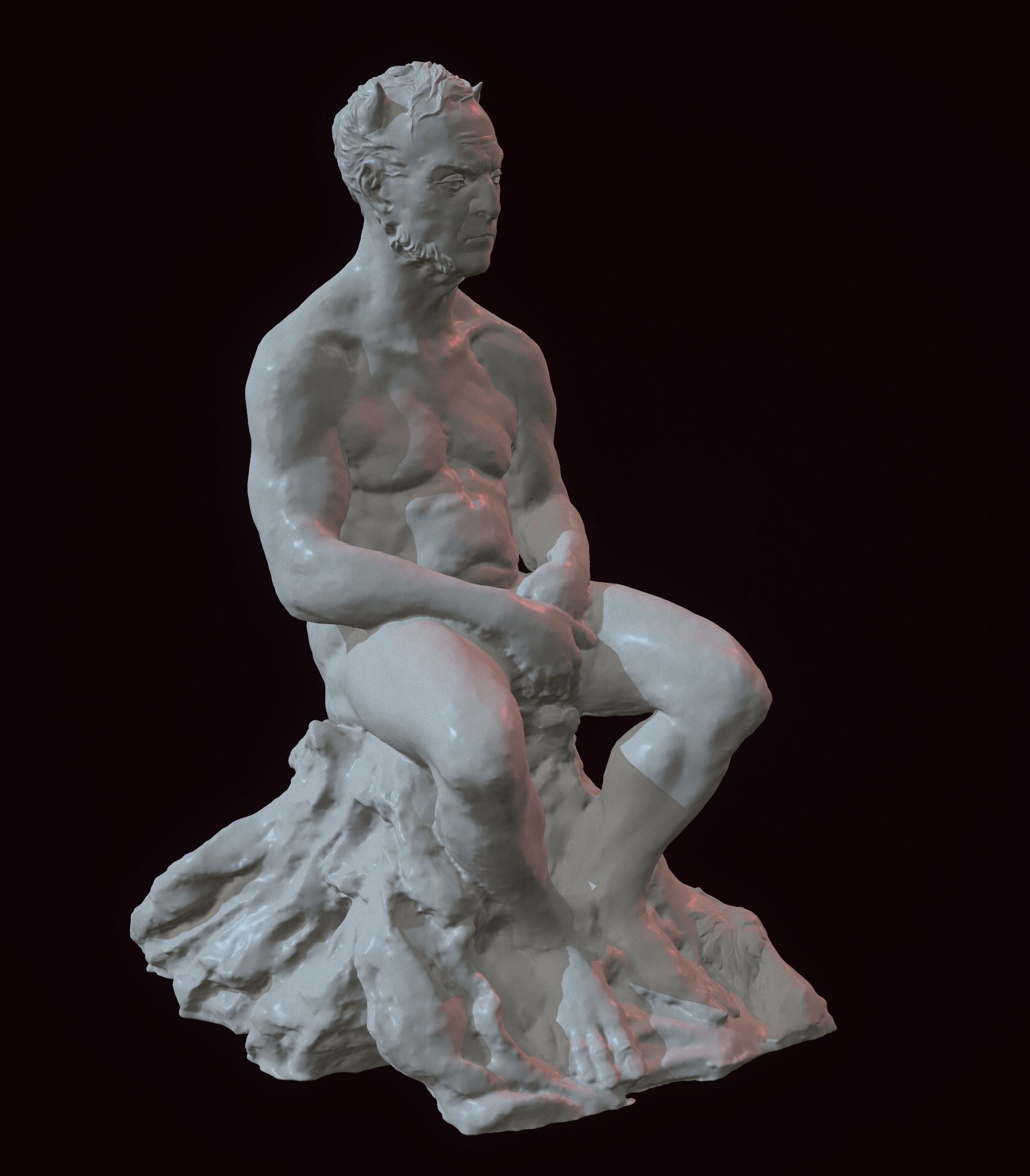 Mephistopheles statue of man on rock 3D print model_3