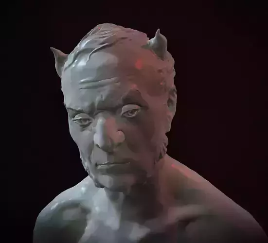 Mephistopheles statue of man on rock 3D print model