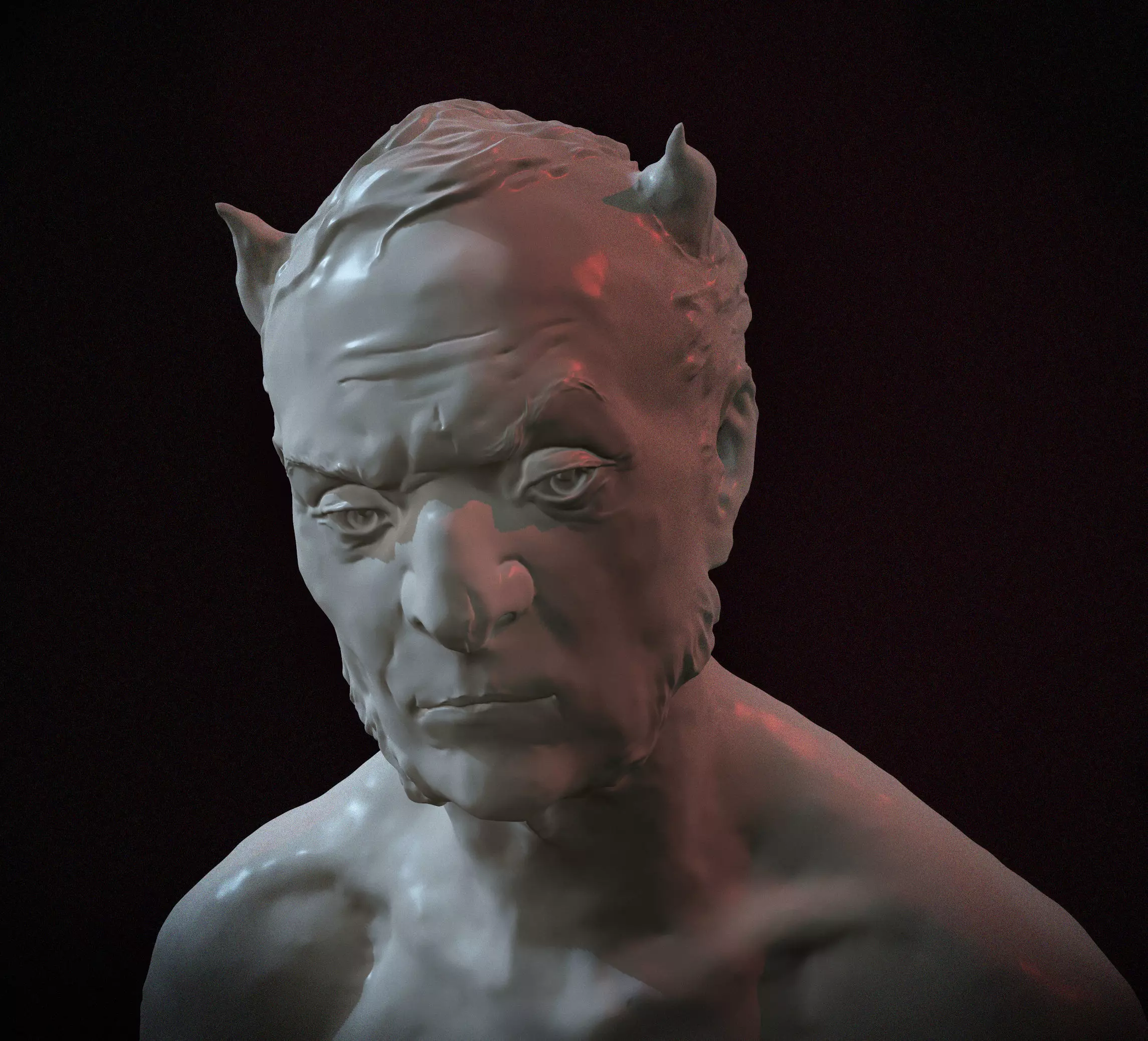 Mephistopheles statue of man on rock 3D print model_0