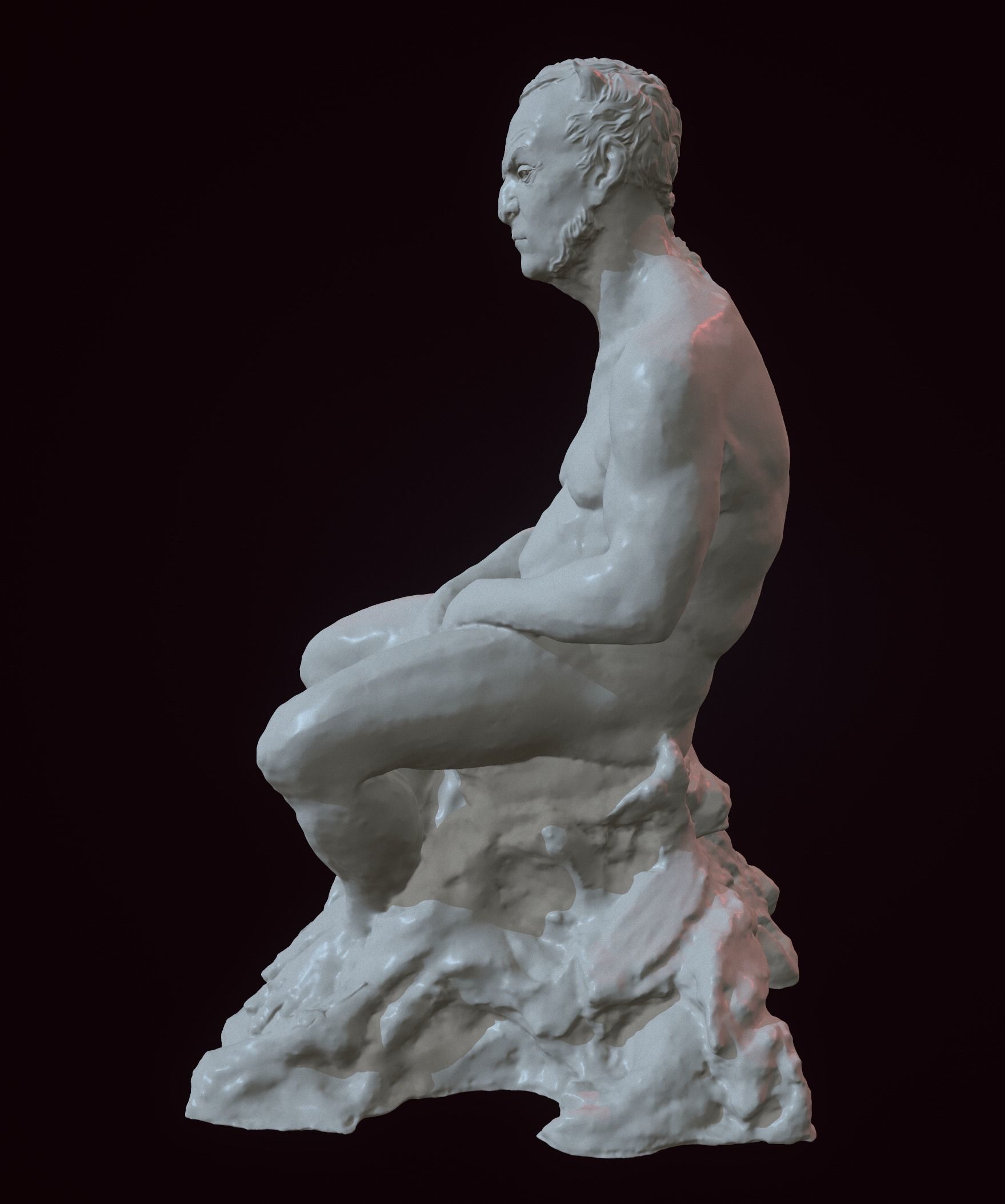 Mephistopheles statue of man on rock 3D print model_4