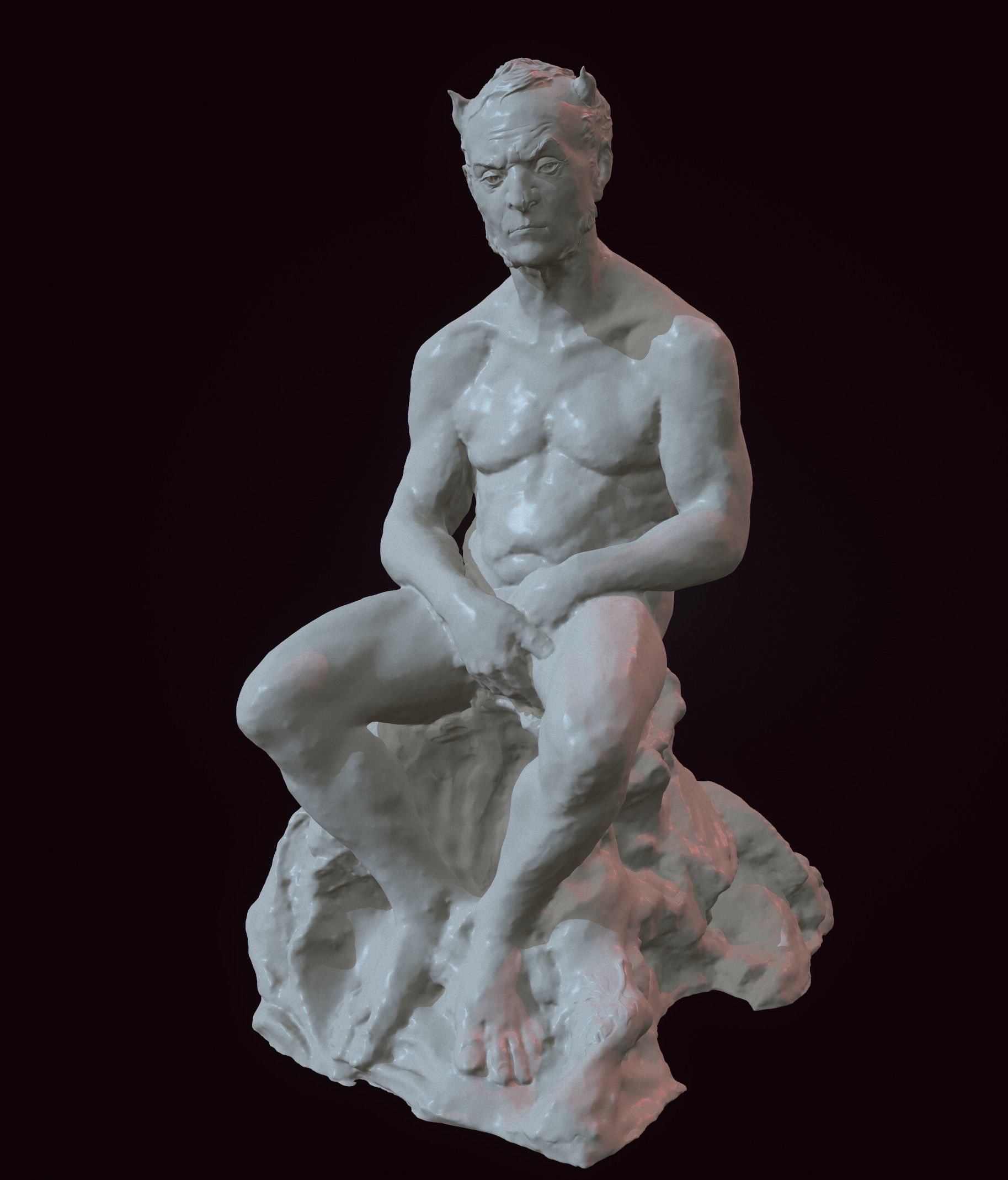 Mephistopheles statue of man on rock 3D print model_2