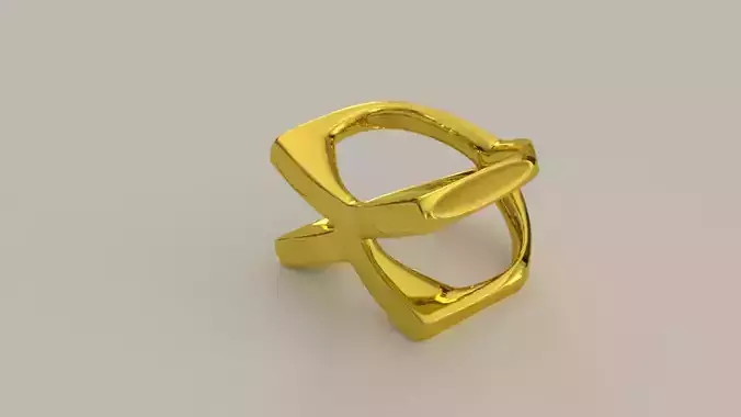  Jewelry ring with an X Shape Ready for 3D printing