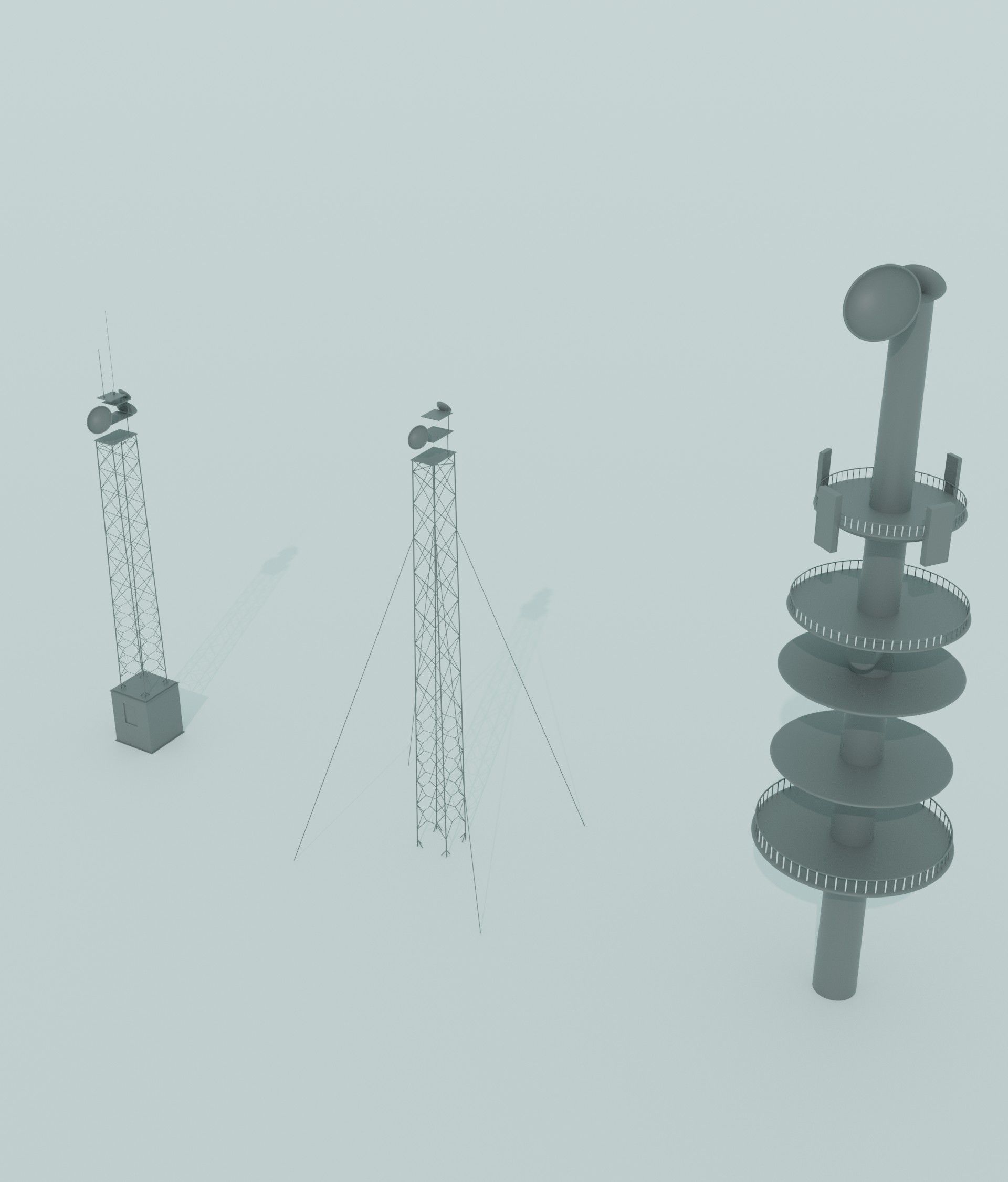 Different Radio Towers 3 Pack Free 3D model_3