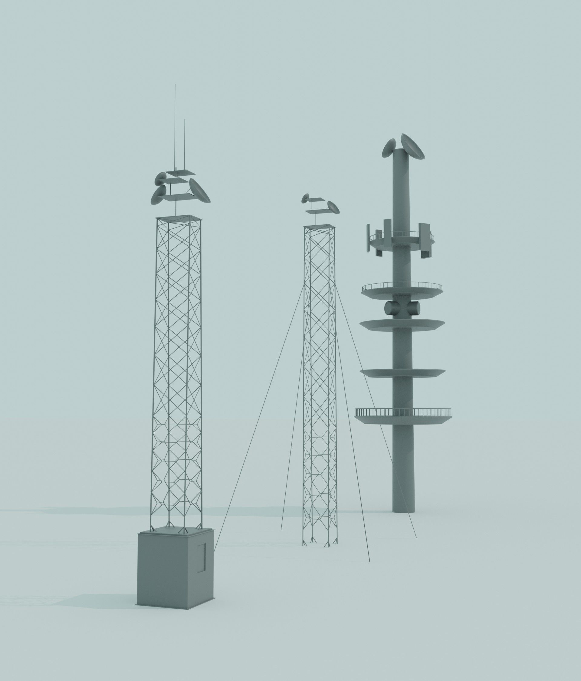 Different Radio Towers 3 Pack Free 3D model_4