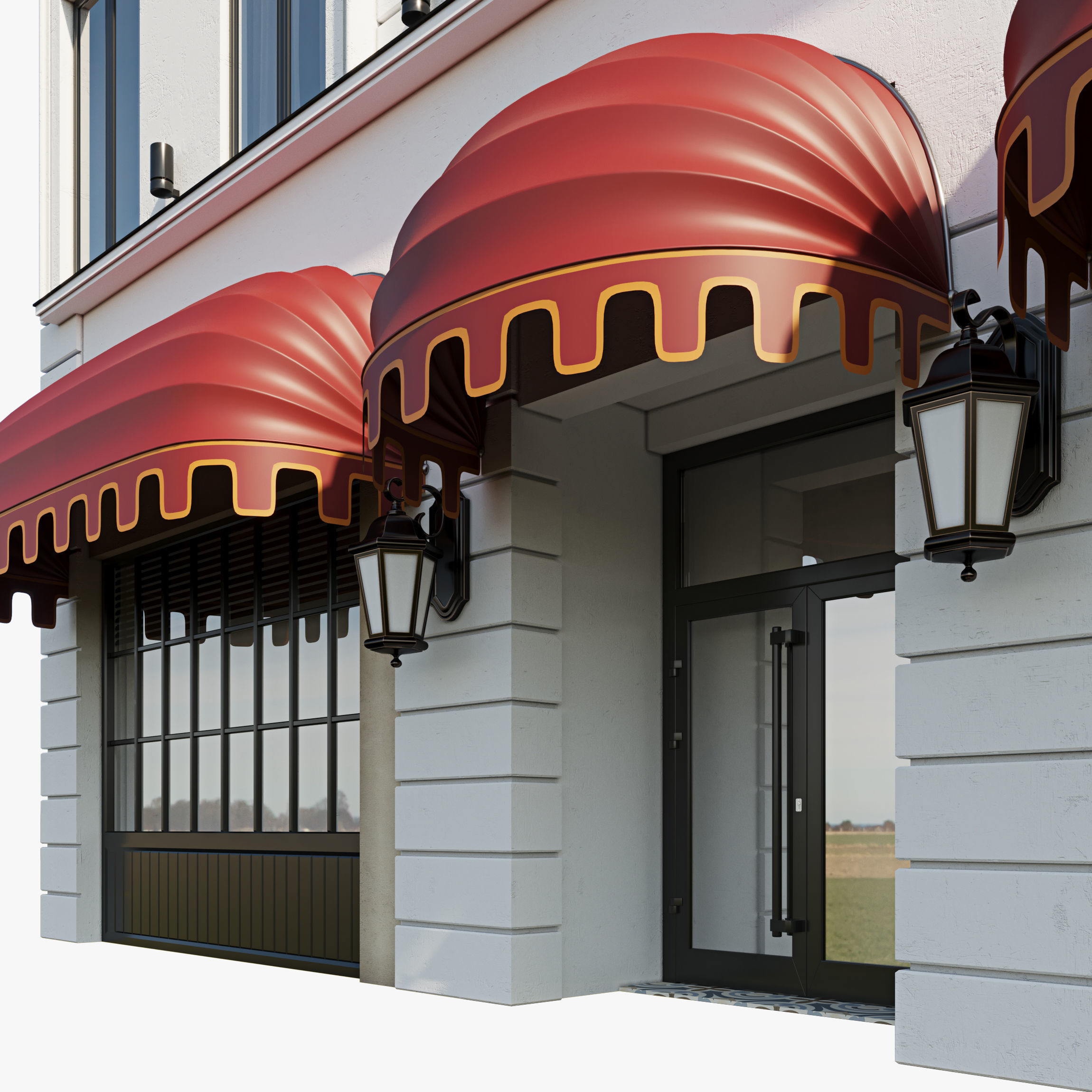 Classic hotel facade 3D model_11