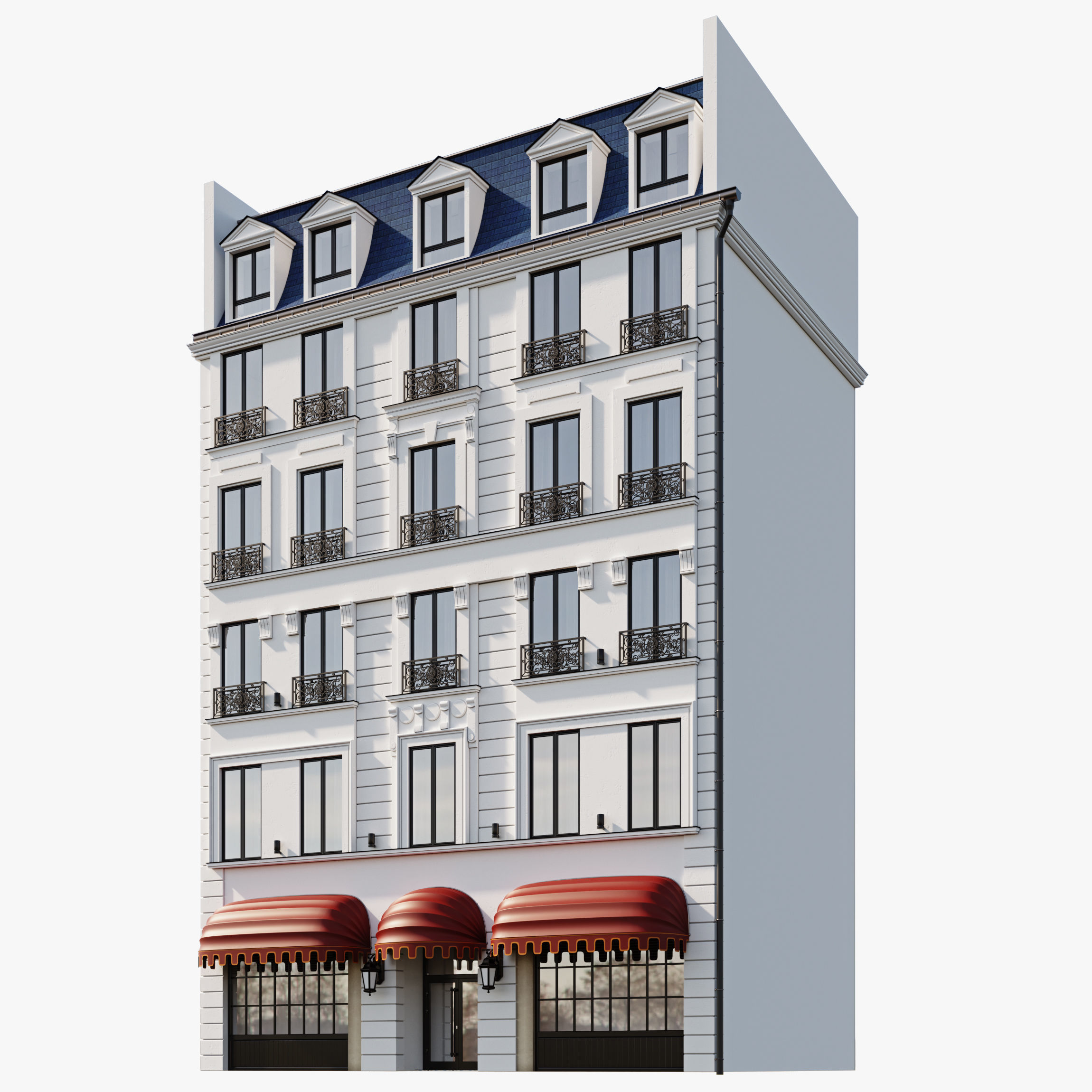 Classic hotel facade 3D model_16