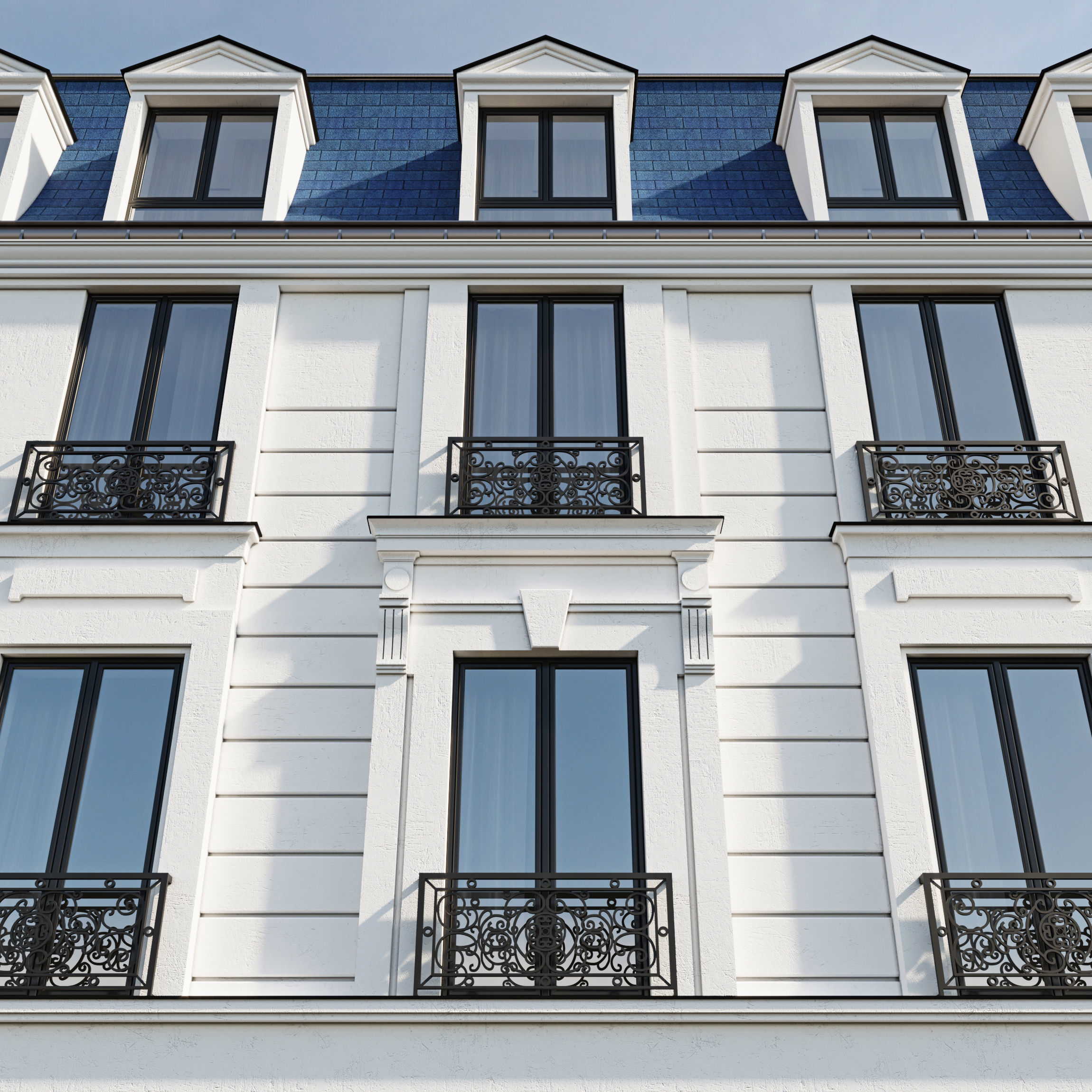 Classic hotel facade 3D model_14