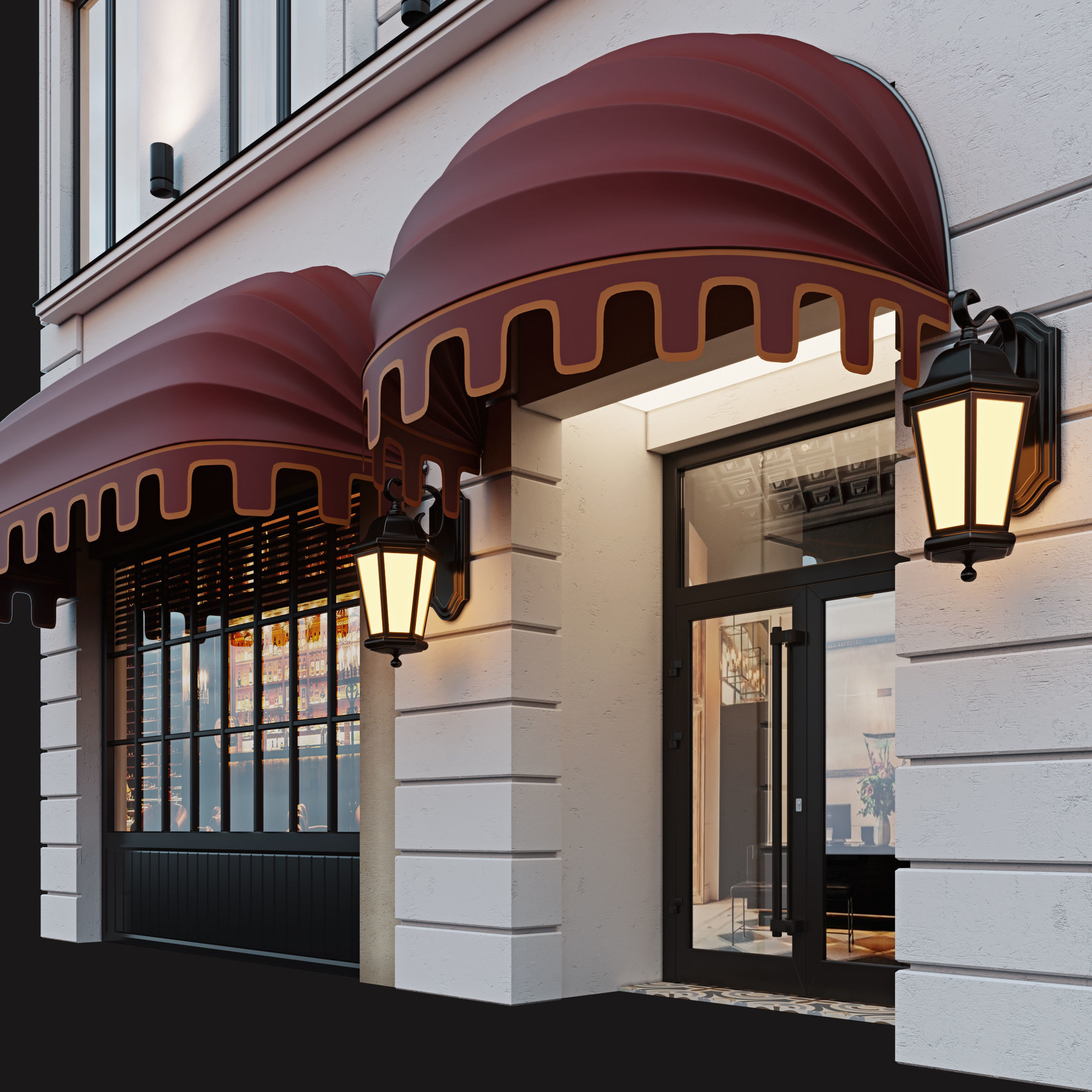 Classic hotel facade 3D model_3