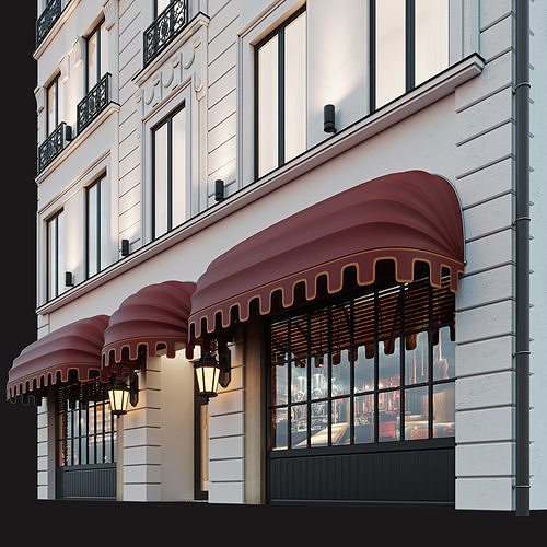 Classic hotel facade 3D model 5