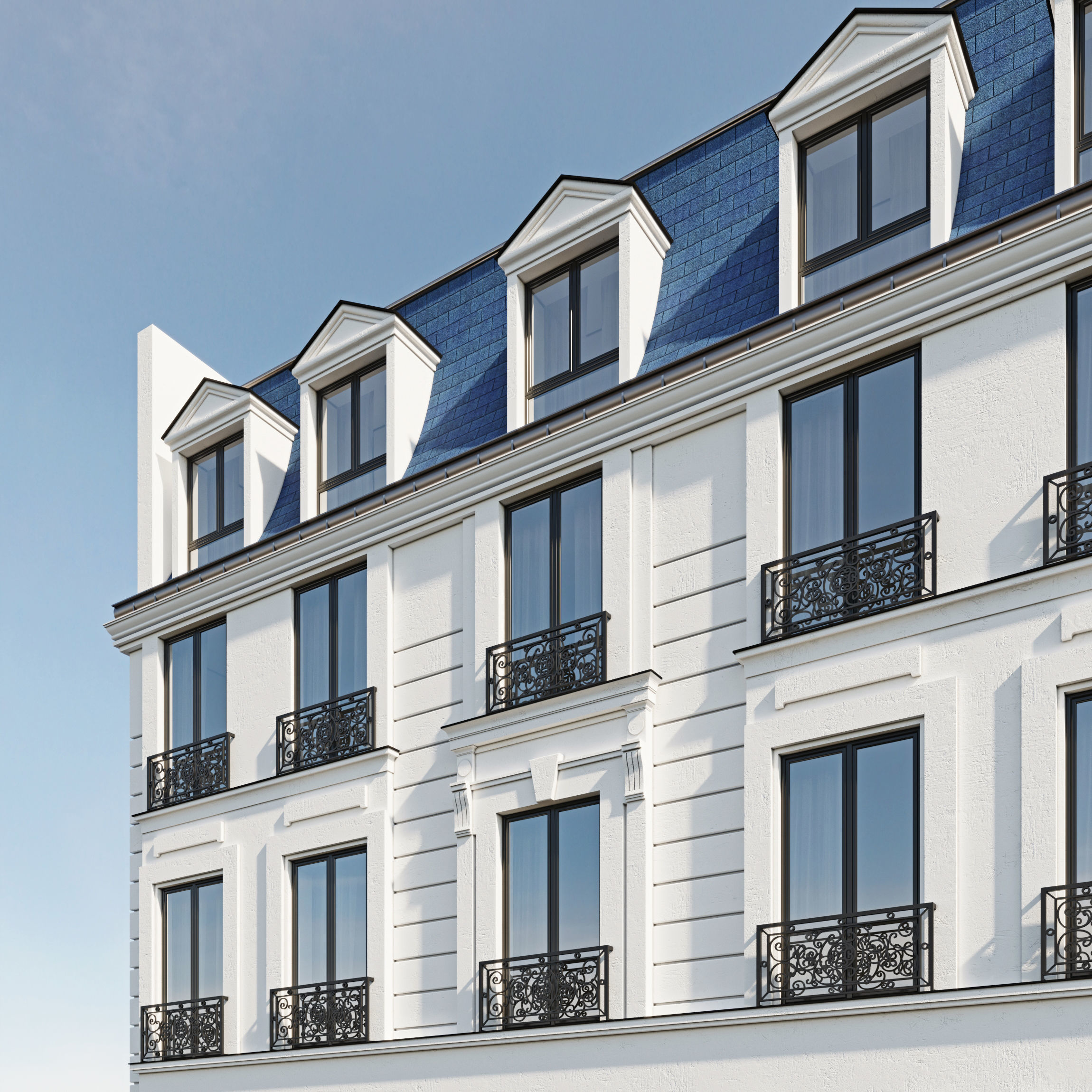 Classic hotel facade 3D model_13