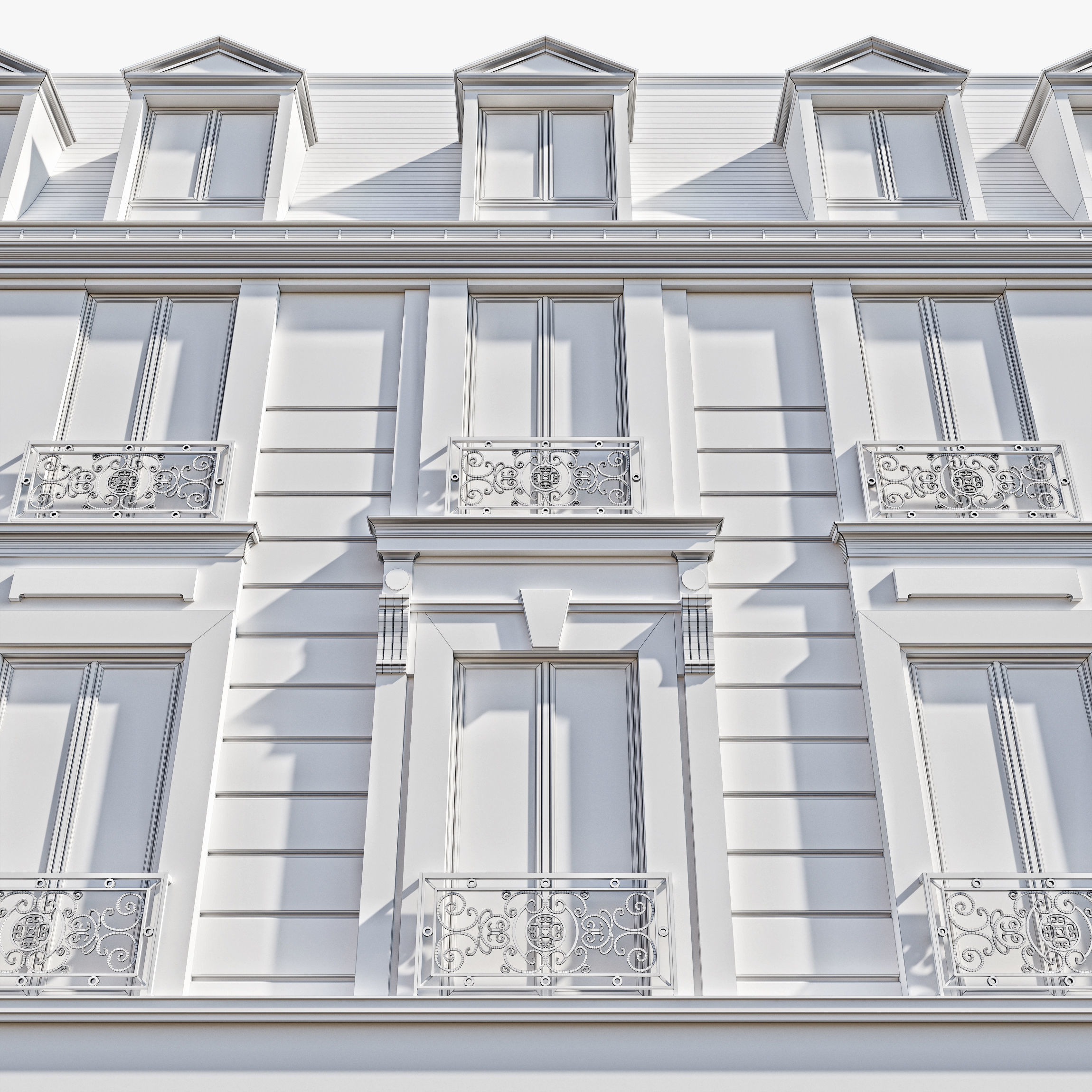 Classic hotel facade 3D model_18