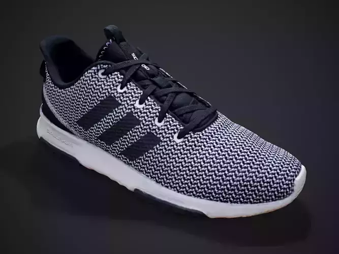 Adidas White Sneakers Low-poly 3D model