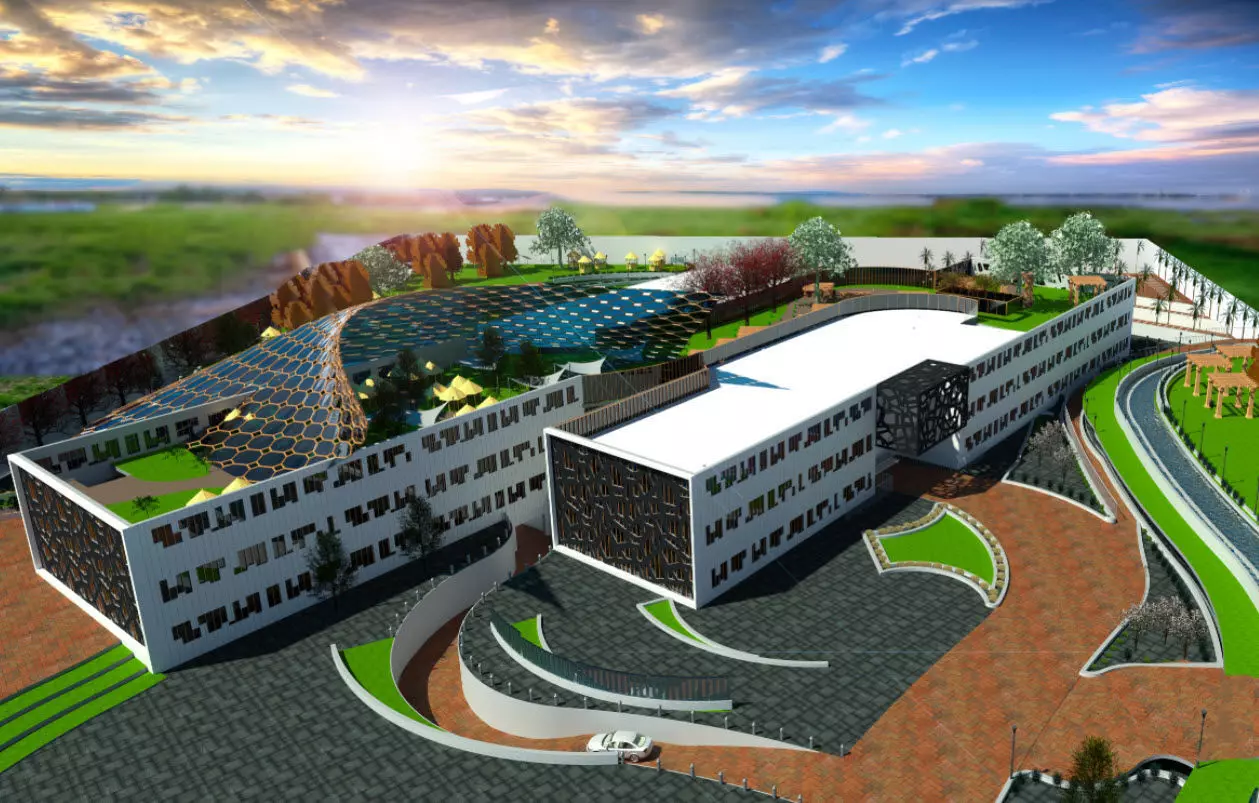 Hospital building with roof 3D model