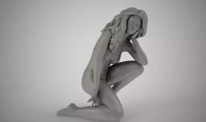 Hopeful bronze nude woman