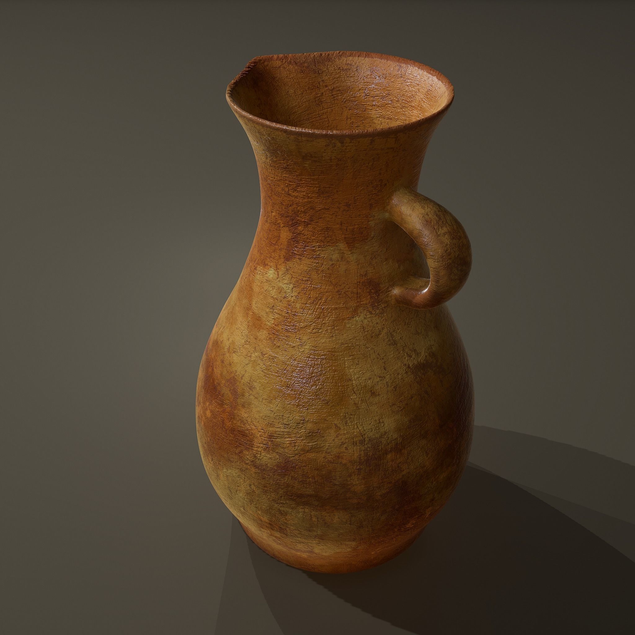 Ancient Terracotta Spouted Vase Low-poly 3D model_13