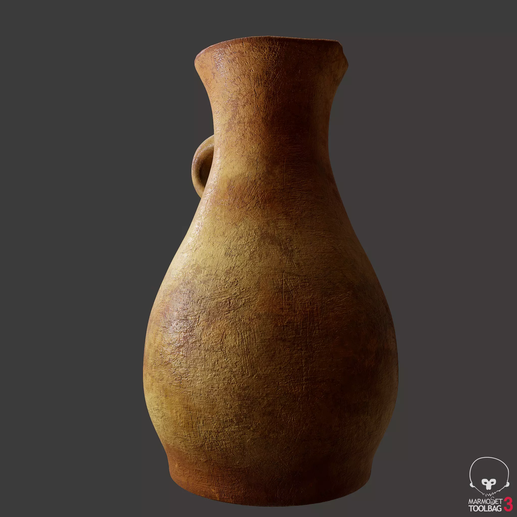 Ancient Terracotta Spouted Vase Low-poly 3D model_0