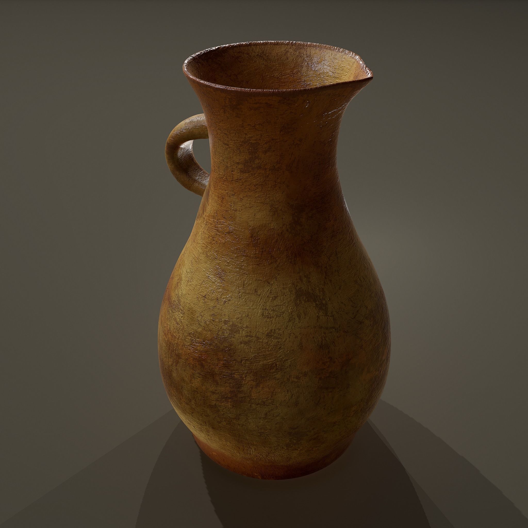 Ancient Terracotta Spouted Vase Low-poly 3D model_10