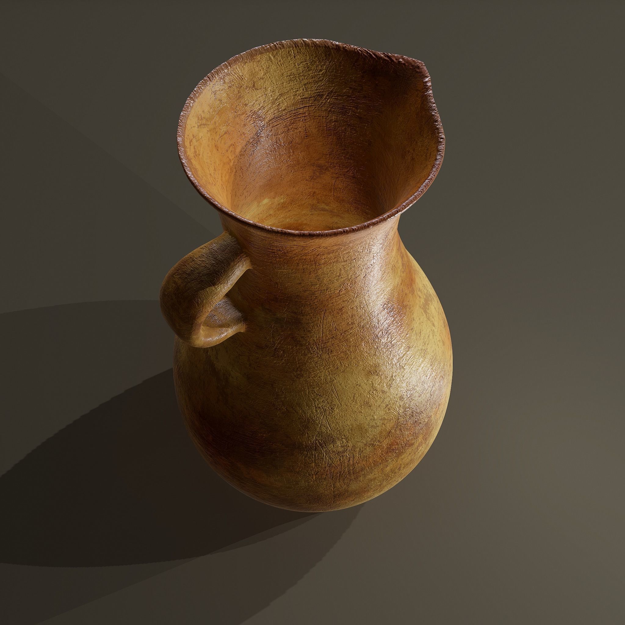 Ancient Terracotta Spouted Vase Low-poly 3D model_17