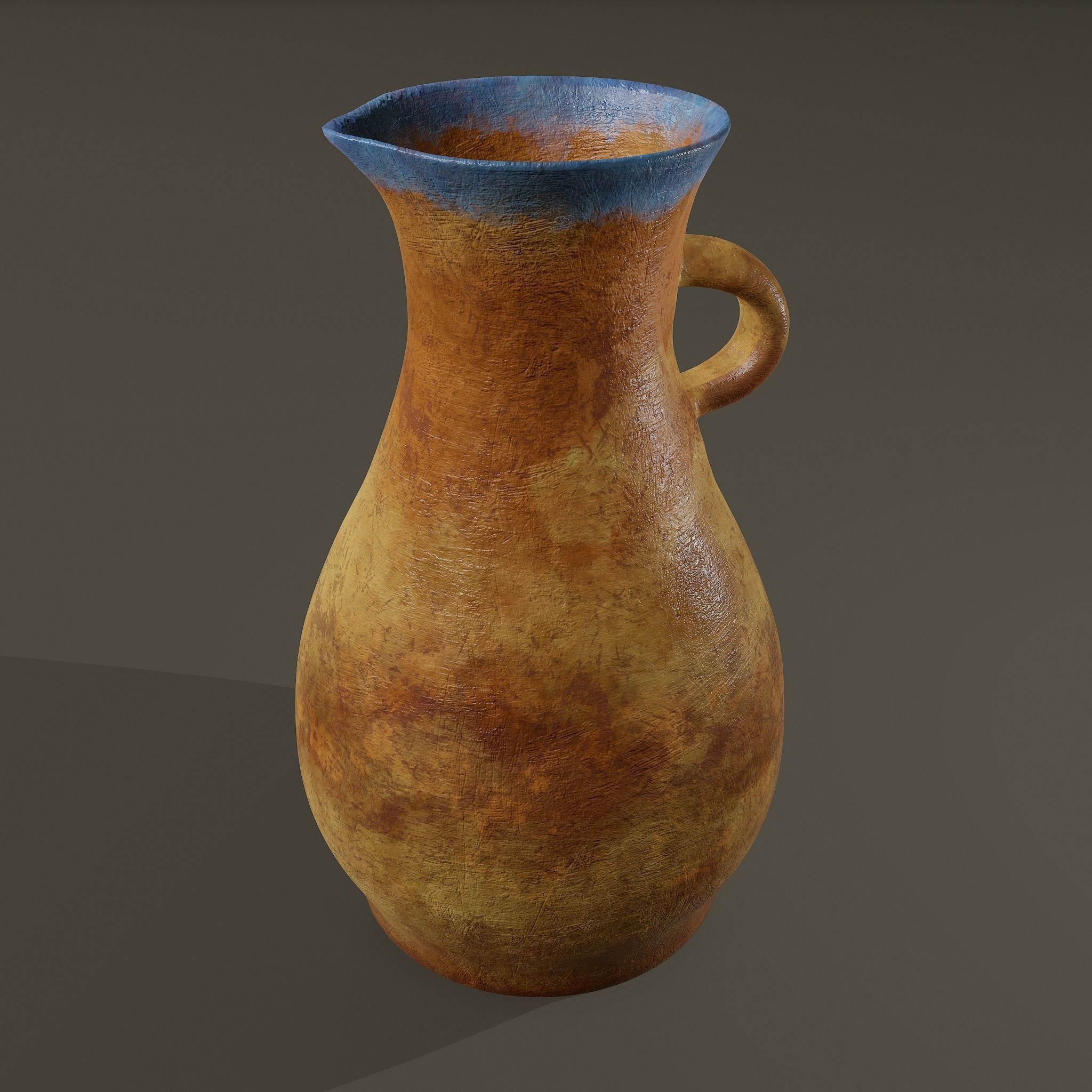 Ancient Terracotta Spouted Vase Low-poly 3D model_3