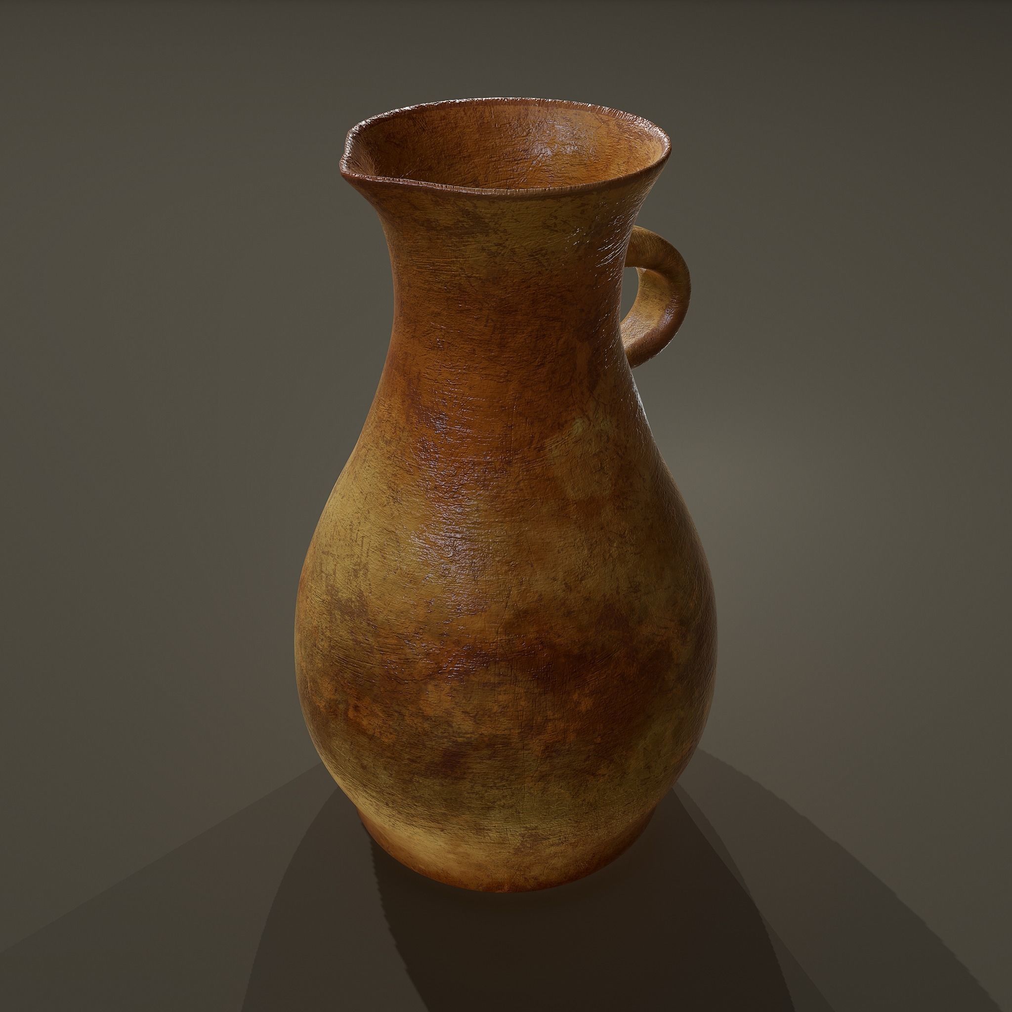 Ancient Terracotta Spouted Vase Low-poly 3D model_8
