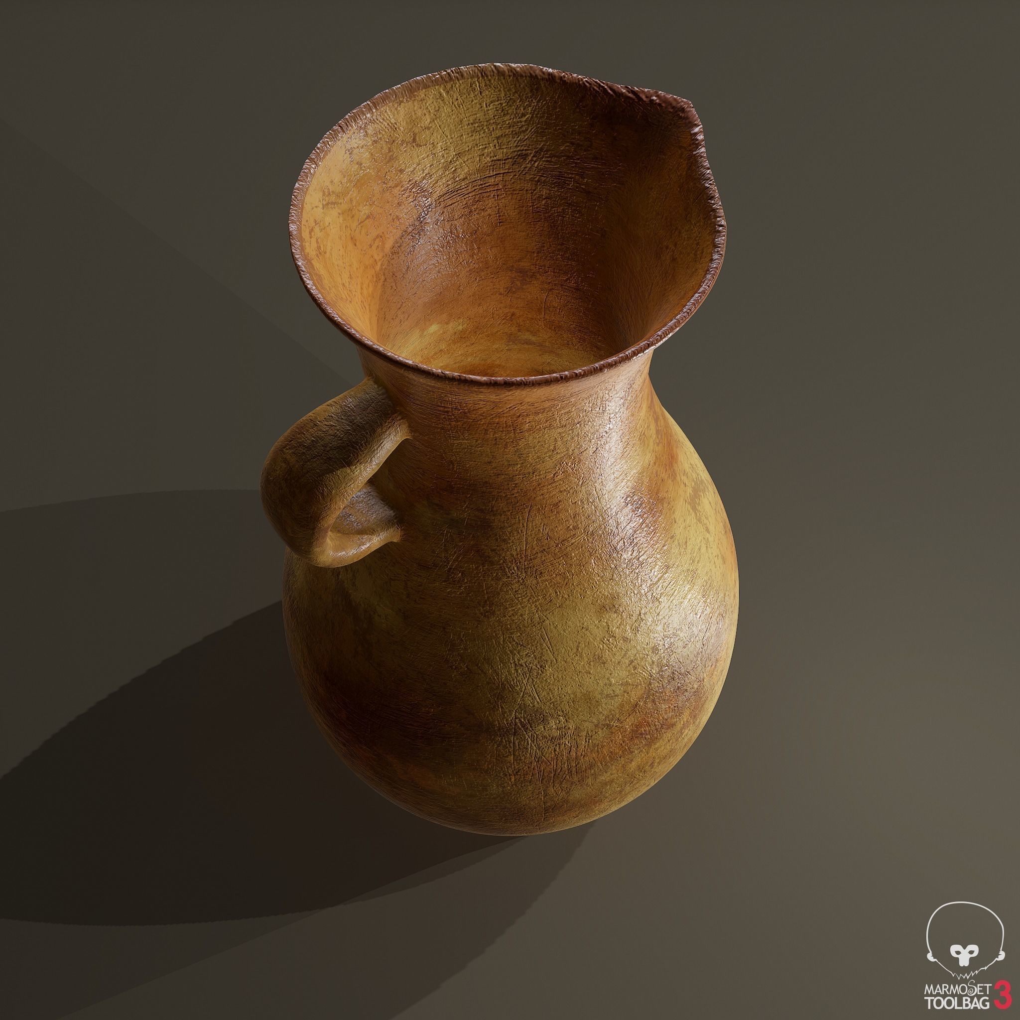 Ancient Terracotta Spouted Vase Low-poly 3D model_4
