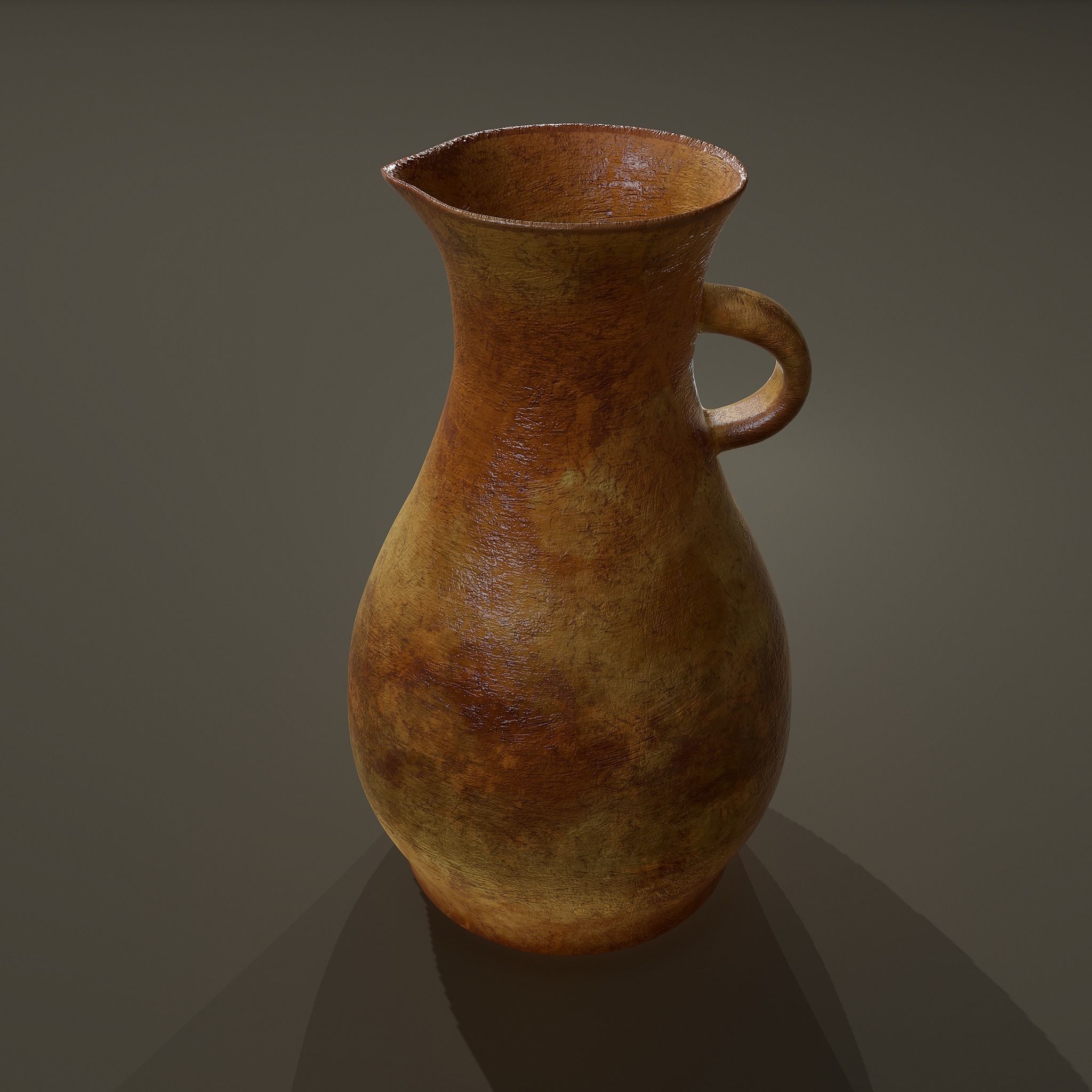 Ancient Terracotta Spouted Vase Low-poly 3D model_7