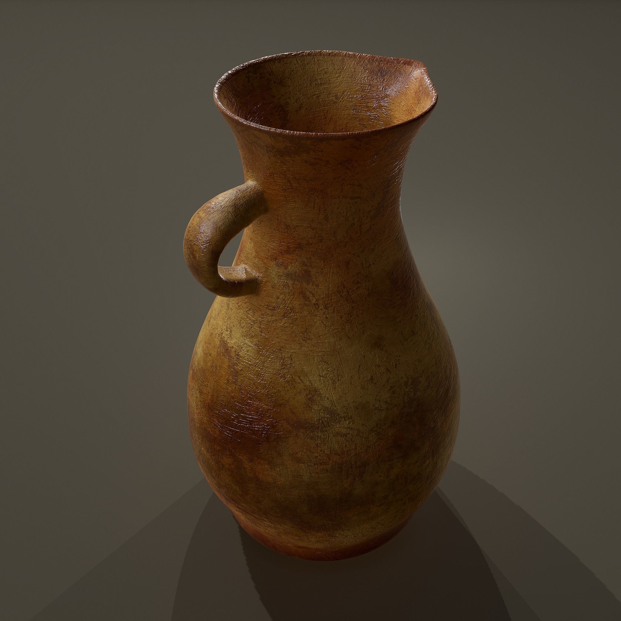 Ancient Terracotta Spouted Vase Low-poly 3D model_11