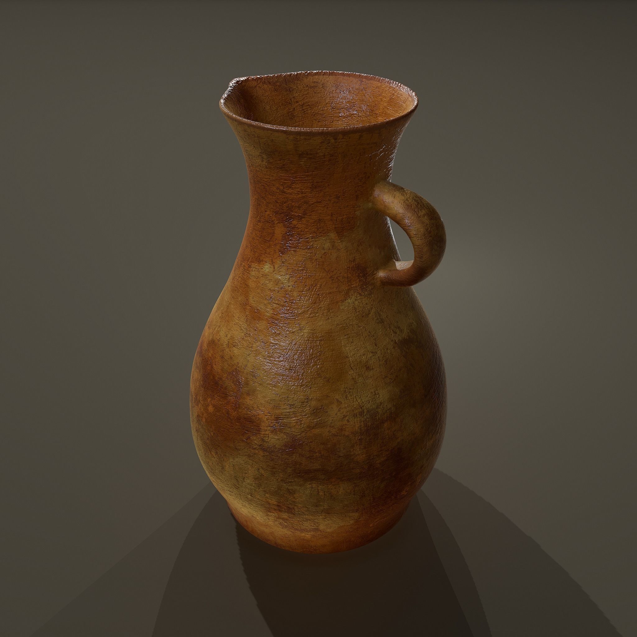 Ancient Terracotta Spouted Vase Low-poly 3D model_6