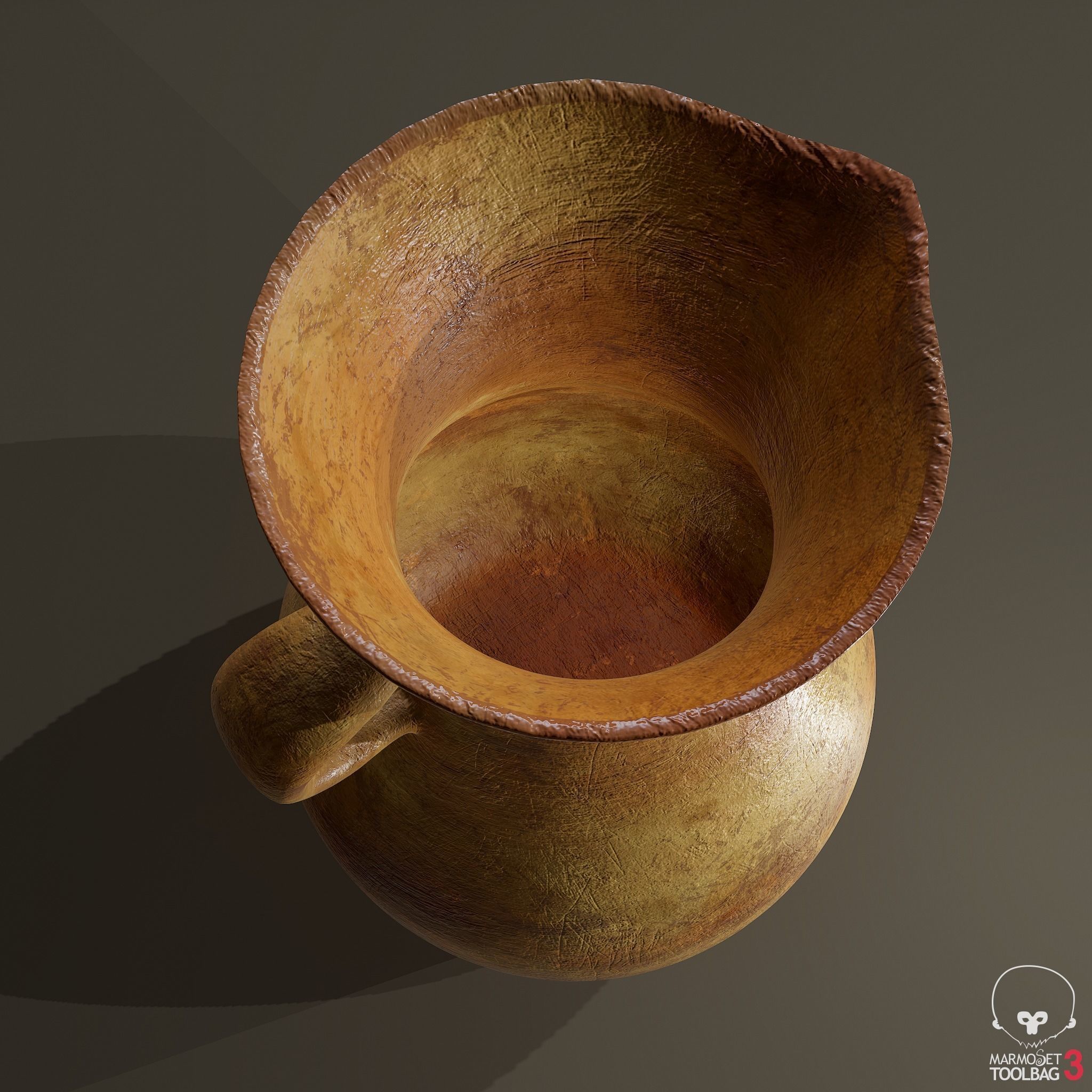 Ancient Terracotta Spouted Vase Low-poly 3D model_5