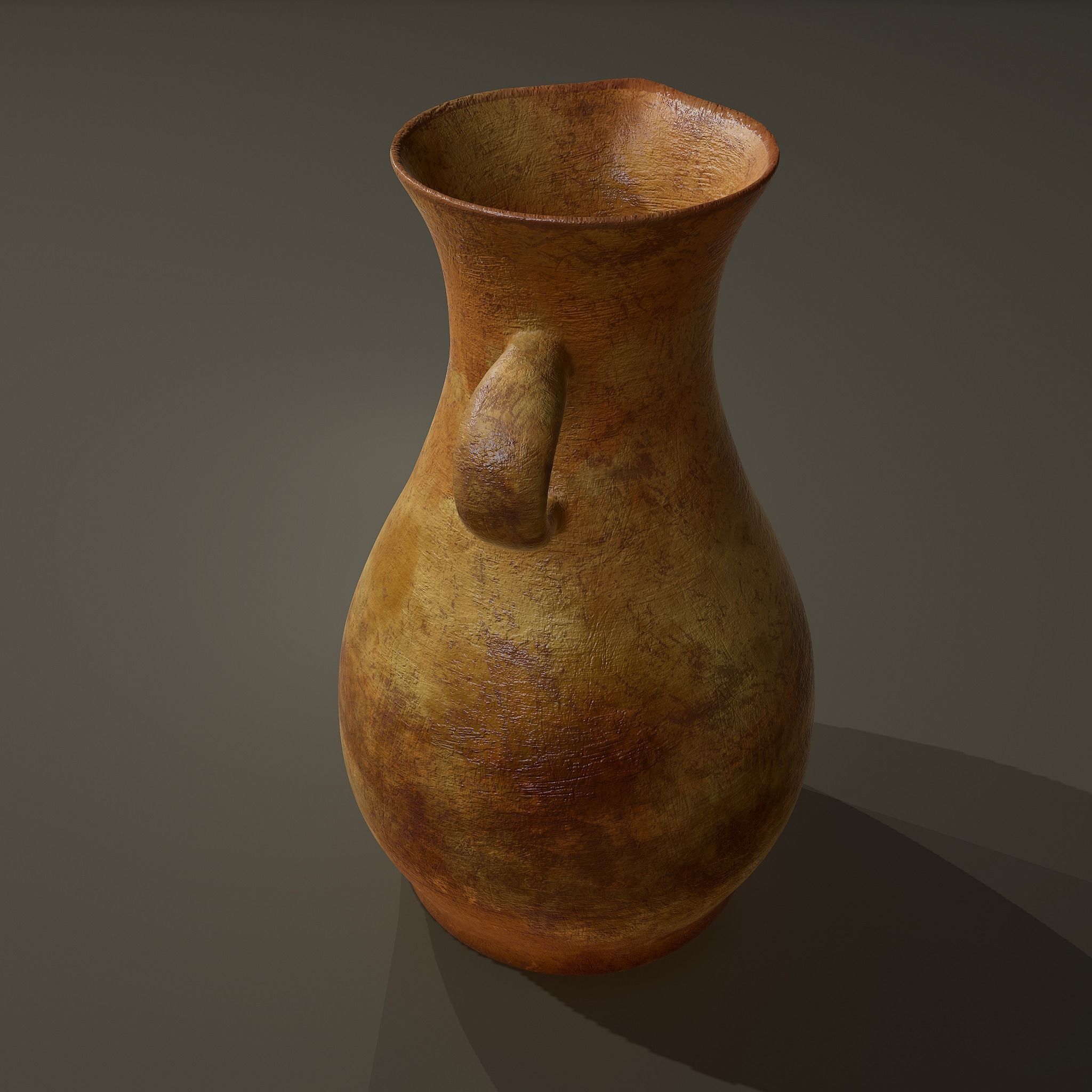 Ancient Terracotta Spouted Vase Low-poly 3D model_12