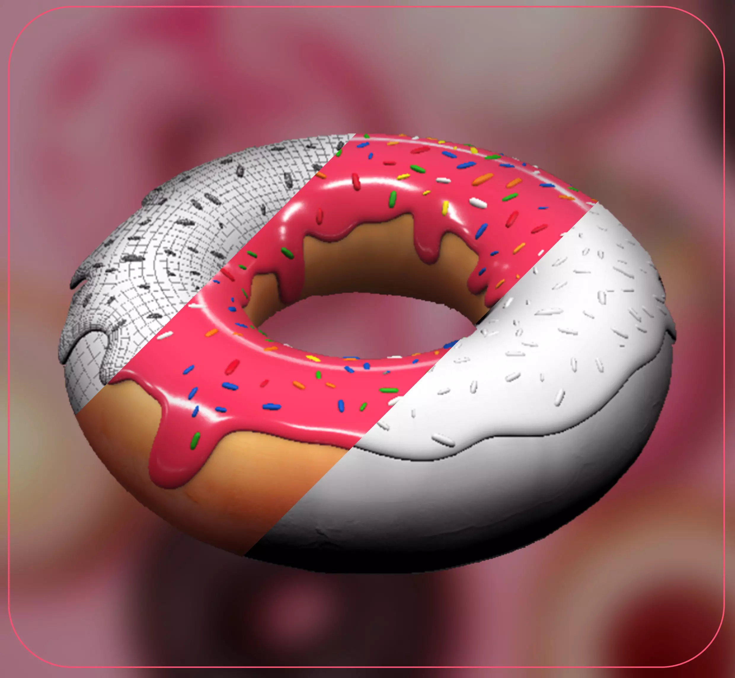 Donut with frosting and sprinkles 3D model_0