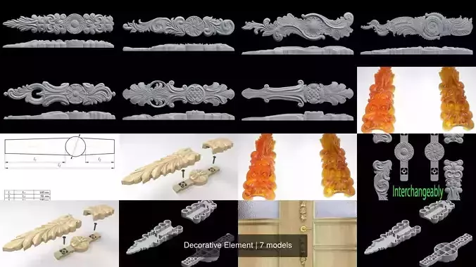 Decorative Element 3D Model Collection