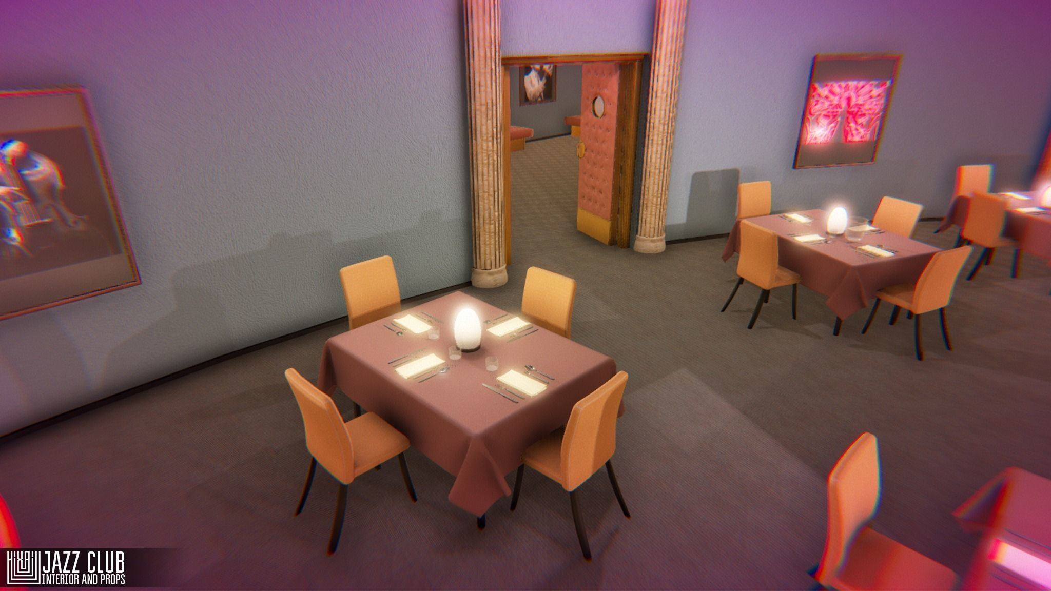 Jazz club - interior and props Low-poly 3D model_10