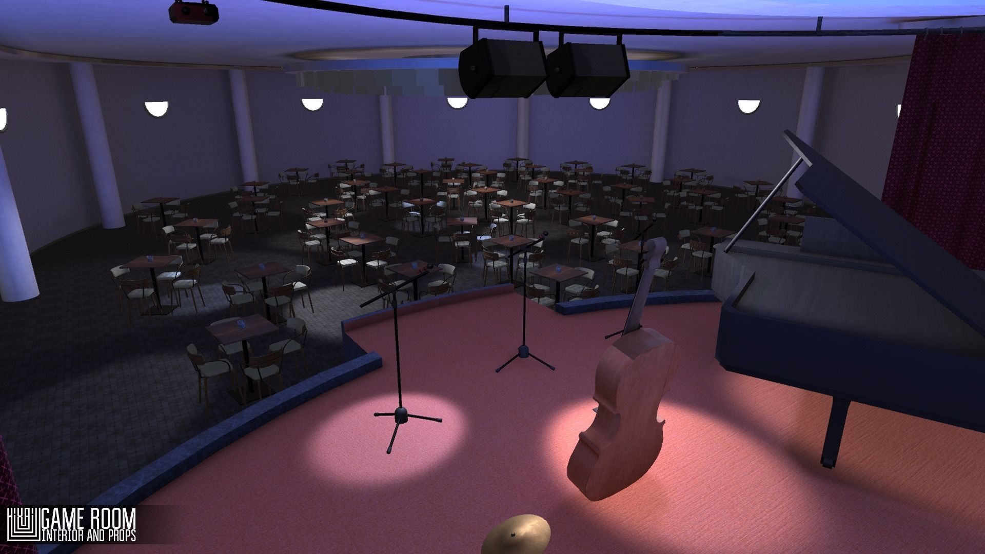 Jazz club - interior and props Low-poly 3D model_17