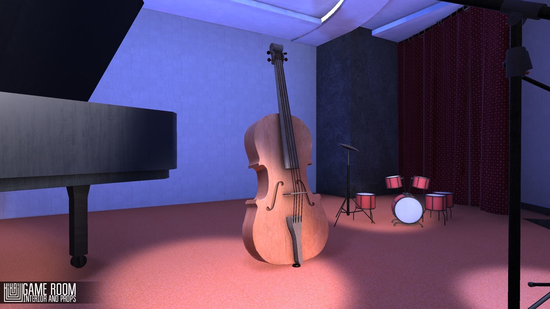 Jazz club - interior and props Low-poly 3D model_21
