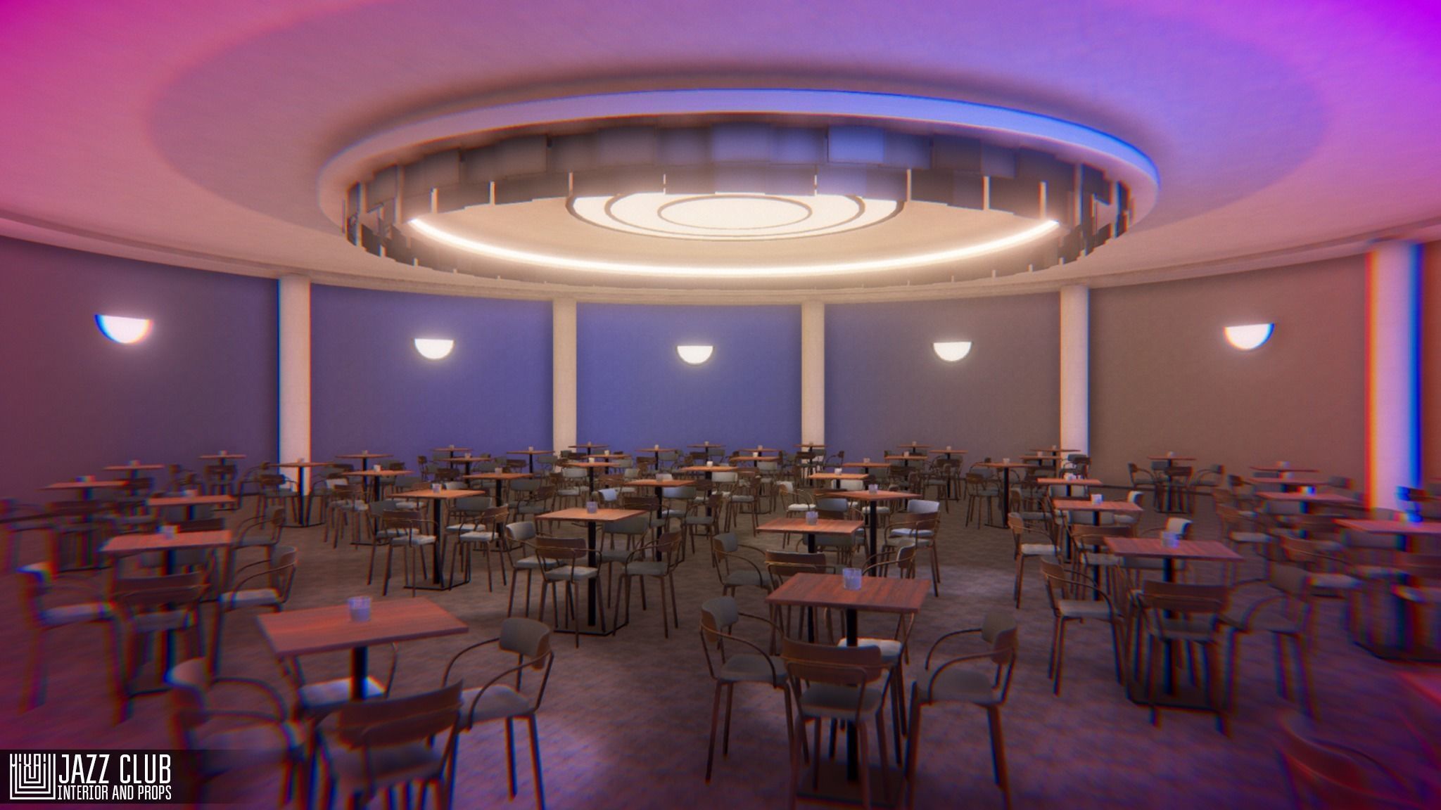 Jazz club - interior and props Low-poly 3D model_13