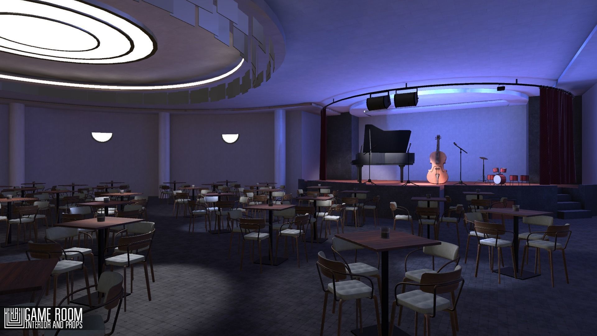Jazz club - interior and props Low-poly 3D model_19
