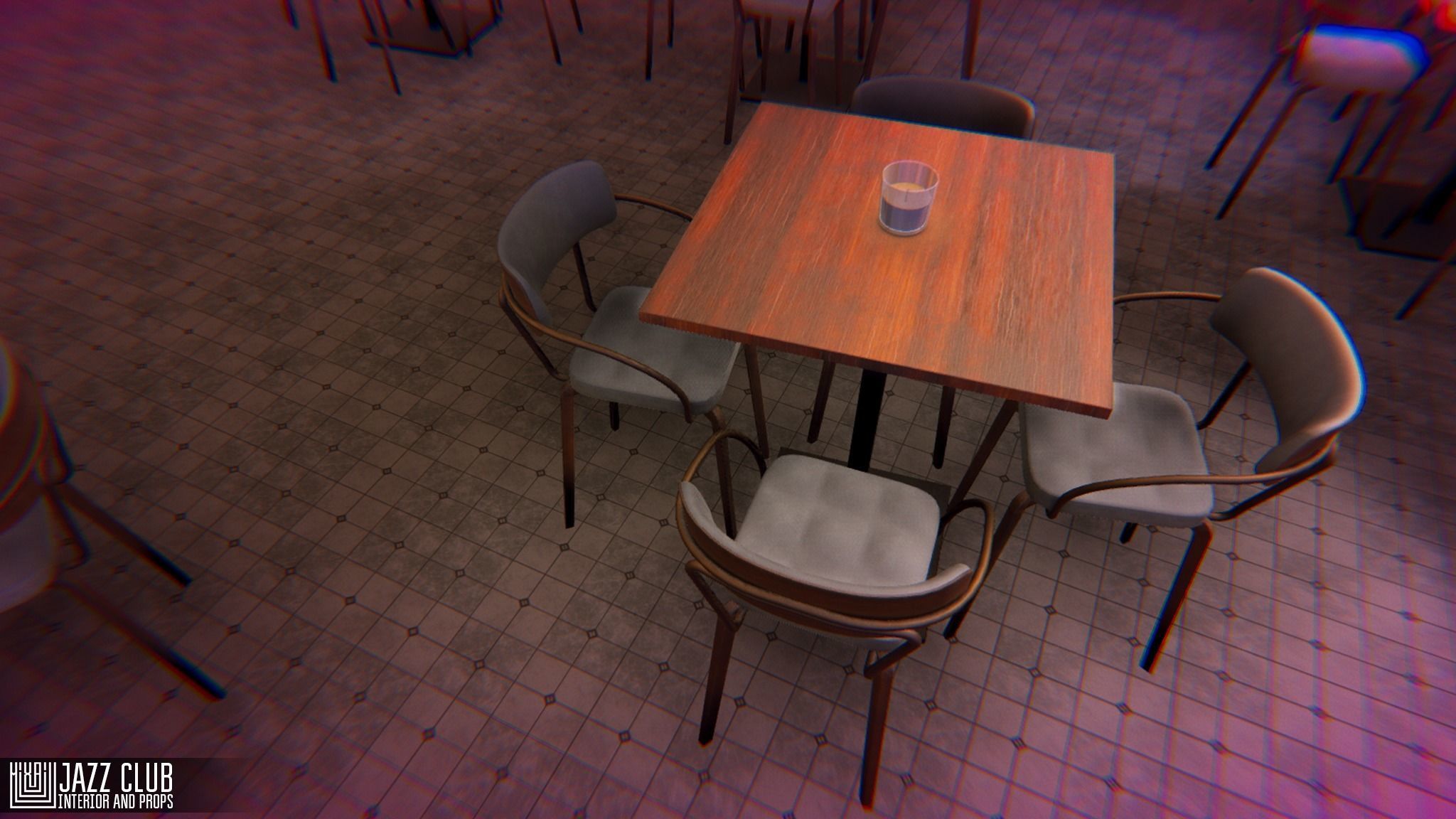 Jazz club - interior and props Low-poly 3D model_29