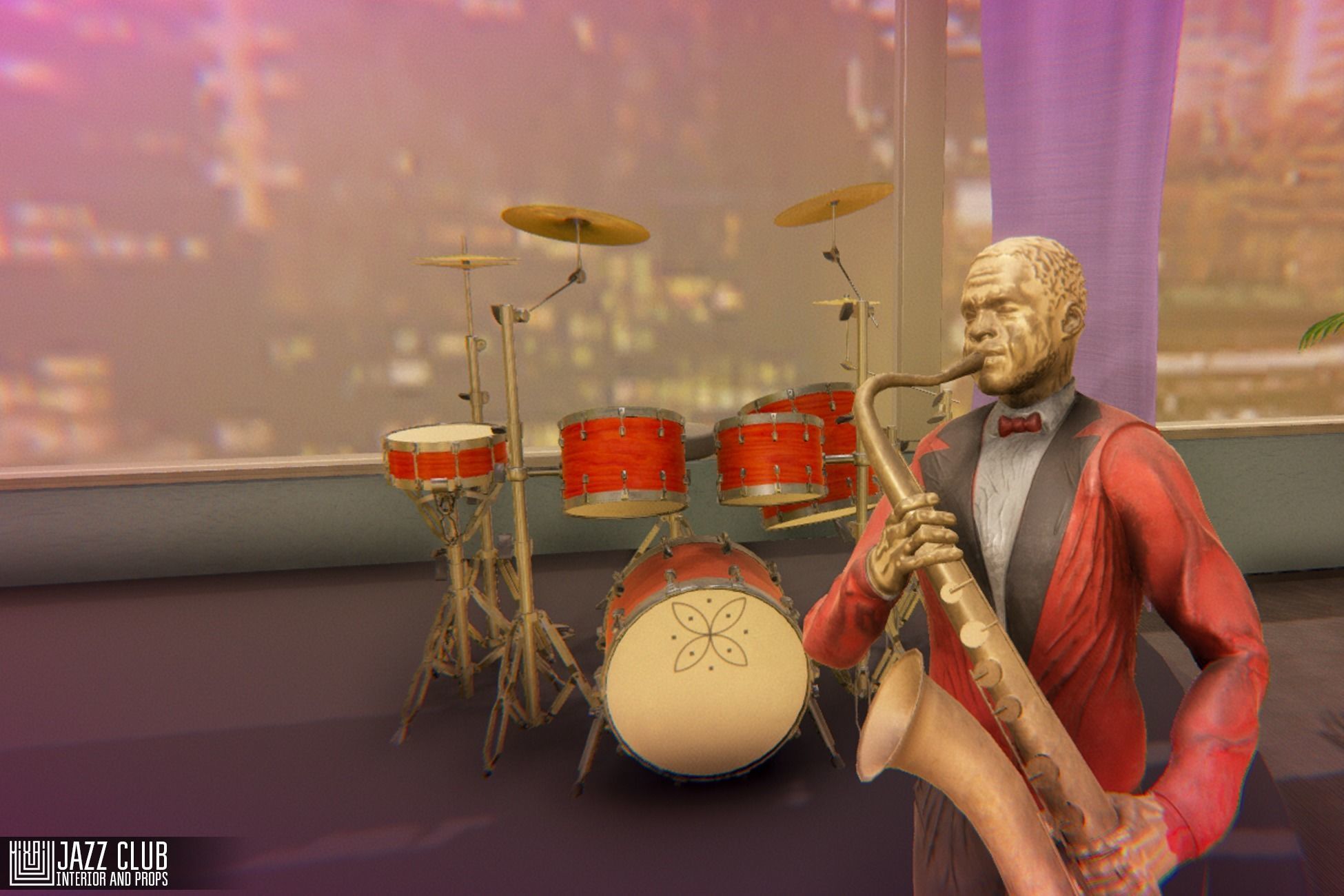 Jazz club - interior and props Low-poly 3D model_31