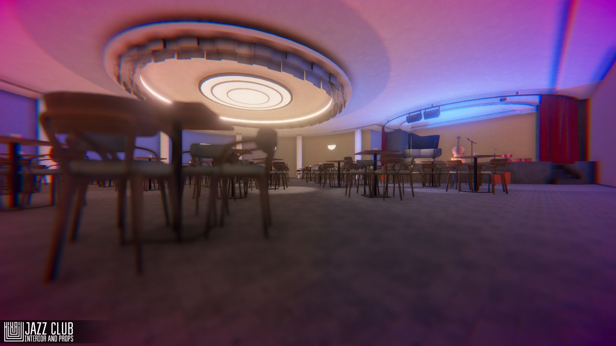 Jazz club - interior and props Low-poly 3D model_27