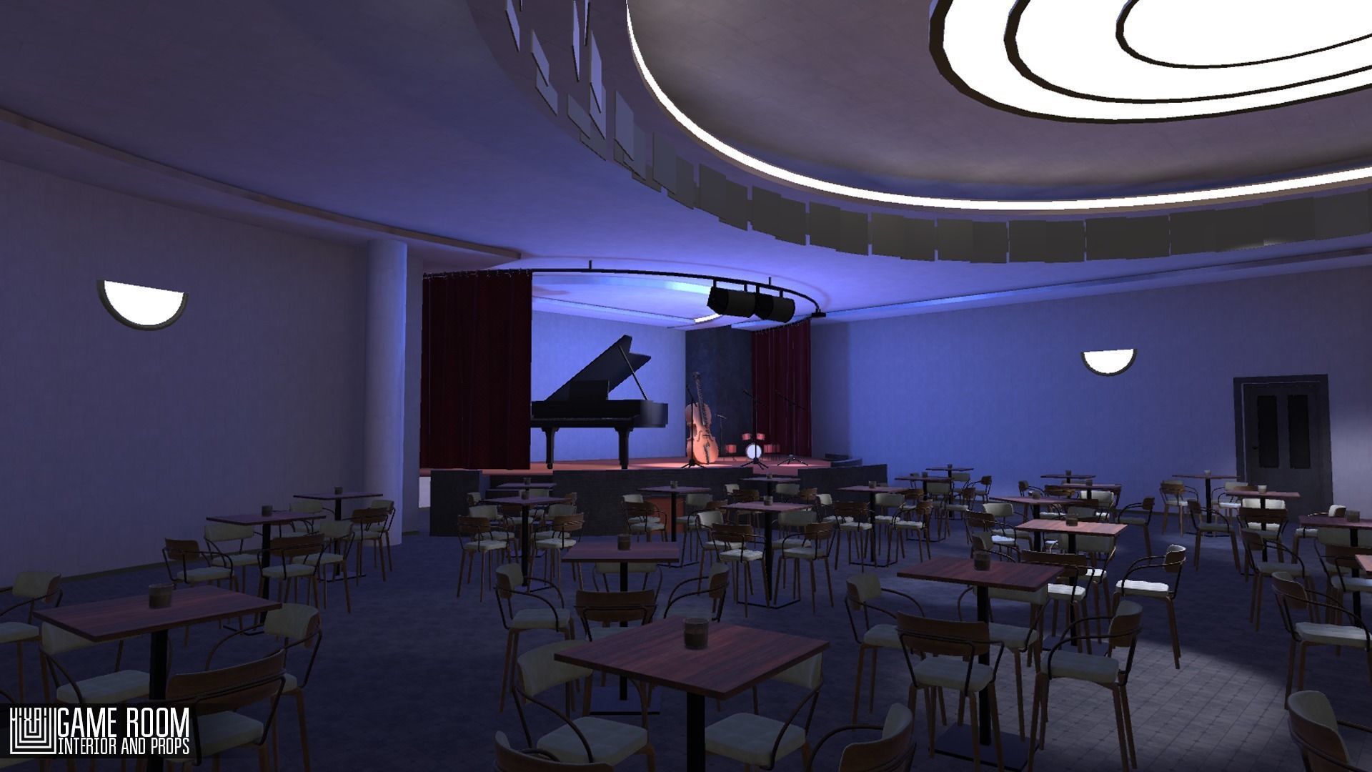 Jazz club - interior and props Low-poly 3D model_18