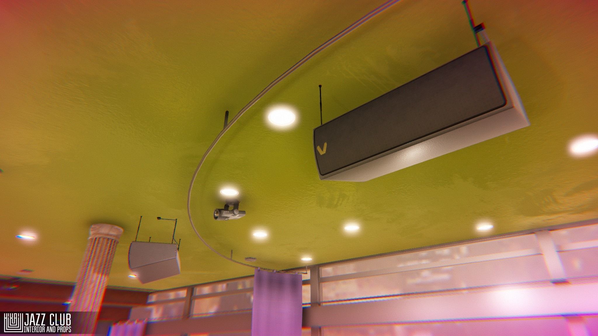 Jazz club - interior and props Low-poly 3D model_8